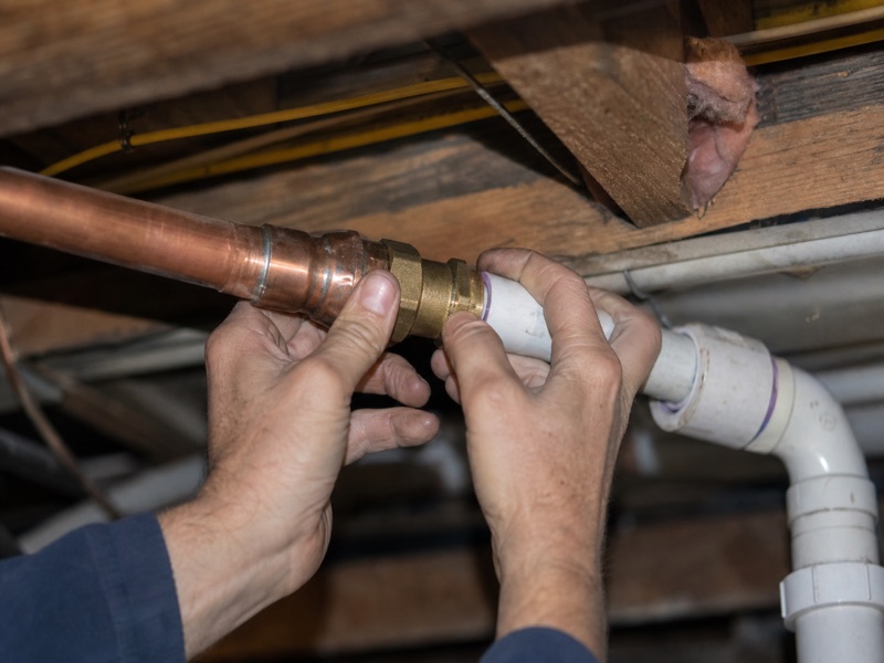 Copper and PVC pipe installation