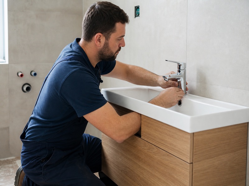 Bathroom faucet and sink plumbing install